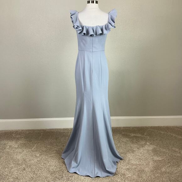 XSCAPE Off the Shoulder Ruffled A-Line Evening Gown Sky Blue Size 4 Dress - Picture 6 of 12